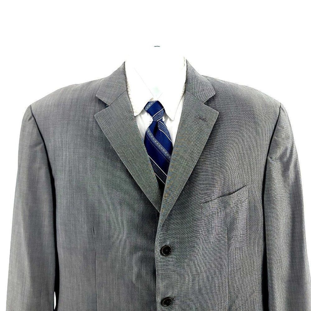 Barneys New York Wool Gray 3‎ Button Blazer 44R